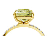 Yellow gold Fancy Yellow Princess Cut Diamond Solitaire Ring with Pave Band and Four Prong Setting_16