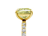 Yellow gold Fancy Yellow Princess Cut Diamond Solitaire Ring with Pave Band and Four Prong Setting_17