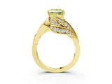 Yellow gold Fancy Yellow Princess Cut Diamond Solitaire Ring with Prong Setting and Twisted Pavé Band_3