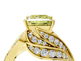 Yellow gold Fancy Yellow Princess Cut Diamond Solitaire Ring with Prong Setting and Twisted Pavé Band_4