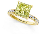 Yellow gold Fancy Yellow Princess Cut Diamond Solitaire Ring with Round  Pavé Band and Four-Prong Setting_37