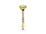 Yellow gold Fancy Yellow Princess Cut Diamond Solitaire Ring with Round  Pavé Band and Four-Prong Setting_38