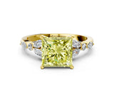 Yellow gold Fancy Yellow Princess Cut Diamond Solitaire Ring with Side Stones and Four-Prong Setting_17