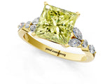 Yellow gold Fancy Yellow Princess Cut Diamond Solitaire Ring with Side Stones and Four-Prong Setting_18