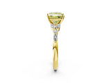Yellow gold Fancy Yellow Princess Cut Diamond Solitaire Ring with Side Stones and Four-Prong Setting_19