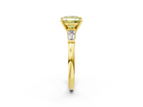 Yellow gold Fancy Yellow Princess  Cut Diamond Solitaire Ring with Tapered Baguette Accents and Four-Prong Setting_2