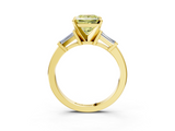 Yellow gold Fancy Yellow Princess  Cut Diamond Solitaire Ring with Tapered Baguette Accents and Four-Prong Setting_3