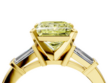 Yellow gold Fancy Yellow Princess  Cut Diamond Solitaire Ring with Tapered Baguette Accents and Four-Prong Setting_4