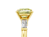 Yellow gold Fancy Yellow Princess  Cut Diamond Solitaire Ring with Tapered Baguette Accents and Four-Prong Setting_5