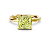 Yellow gold Fancy Yellow Princess Cut Diamond Solitaire Ring with Thin Band and Prong Setting_12