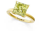 Yellow gold Fancy Yellow Princess Cut Diamond Solitaire Ring with Thin Band and Prong Setting_13