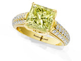 Yellow gold Fancy Yellow Princess Cut Diamond Solitaire Ring with Three-Row Pavé Band and Four-Prong Setting_18