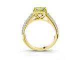 Yellow gold Fancy Yellow Princess Cut Diamond Solitaire Ring with Three-Row Pavé Band and Four-Prong Setting_20