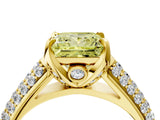 Yellow gold Fancy Yellow Princess Cut Diamond Solitaire Ring with Three-Row Pavé Band and Four-Prong Setting_21