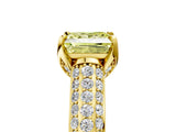 Yellow gold Fancy Yellow Princess Cut Diamond Solitaire Ring with Three-Row Pavé Band and Four-Prong Setting_22