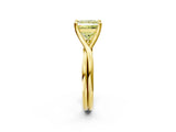 Yellow gold Fancy Yellow Princess Cut Diamond Solitaire Twist Band Prong Setting Ring_82