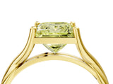 Yellow gold Fancy Yellow Princess Cut Diamond Solitaire Twist Band Prong Setting Ring_84