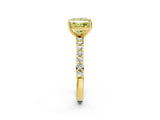 Yellow gold Fancy Yellow Princess  Cut Diamond Solitaire with Pave Band and Four-Prong Setting 12