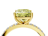 Yellow gold Fancy Yellow Princess  Cut Diamond Solitaire with Pave Band and Four-Prong Setting 14