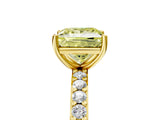 Yellow gold Fancy Yellow Princess  Cut Diamond Solitaire with Pave Band and Four-Prong Setting 15