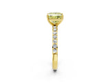 Yellow gold Fancy Yellow Princess  Cut Diamond Solitaire with Pave Band and Four-Prong Setting 5