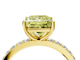 Yellow gold Fancy Yellow Princess  Cut Diamond Solitaire with Pave Band and Four-Prong Setting 7