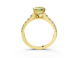 Yellow gold Fancy Yellow Princess  Cut Diamond Solitaire with Pave Band and Four-Prong Setting_3