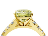 Yellow gold Fancy Yellow Princess  Cut Diamond Solitaire with Pave Band and Four-Prong Setting_4