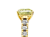 Yellow gold Fancy Yellow Princess  Cut Diamond Solitaire with Pave Band and Four-Prong Setting_5