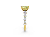 Yellow gold Fancy Yellow Princess Cut Diamond Solitaire with Side Stones, Pave Band, Four-Prong Setting_48