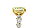 Yellow gold Fancy Yellow Princess Cut Diamond Solitaire with Side Stones, Pave Band, Four-Prong Setting_51