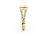 Yellow gold Fancy Yellow Princess Cut Diamond Split Shank Halo Ring with Four-Prong Setting_19