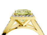 Yellow gold Fancy Yellow Princess Cut Diamond Split Shank Halo Ring with Four-Prong Setting_21