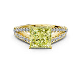 Yellow gold Fancy Yellow Princess Cut Diamond Split Shank Pavé Engagement Ring with Four-Prong Setting_17