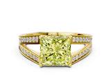 Yellow gold Fancy Yellow Princess Cut Diamond Split Shank Ring with Pavé Band and Four-Prong Setting_16