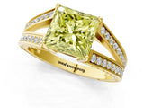 Yellow gold Fancy Yellow Princess Cut Diamond Split Shank Ring with Pavé Band and Four-Prong Setting_17
