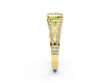 Yellow gold Fancy Yellow Princess Cut Diamond Split Shank Ring with Pavé Band and Four-Prong Setting_18