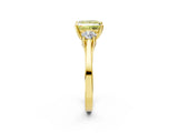 Yellow gold Fancy Yellow Princess Cut Diamond Three-Stone Engagement Ring with Prong Setting and Pavé Band_2
