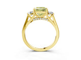 Yellow gold Fancy Yellow Princess Cut Diamond Three-Stone Engagement Ring with Prong Setting and Pavé Band_3