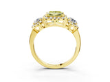 Yellow gold Fancy Yellow Princess Cut Diamond Three-Stone Halo Ring with Prong Setting and Pavé Accents_3