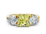 Yellow gold Fancy Yellow Princess Cut Diamond Three-Stone Ring with Prong Setting and Classic Band_46