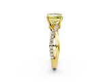 Yellow gold Fancy Yellow Princess  Cut Diamond Twist Band Solitaire with Prong Setting_2