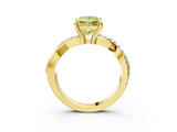 Yellow gold Fancy Yellow Princess  Cut Diamond Twist Band Solitaire with Prong Setting_3