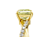 Yellow gold Fancy Yellow Princess  Cut Diamond Twist Band Solitaire with Prong Setting_5