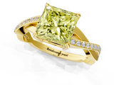 Yellow gold Fancy Yellow Princess  Cut Diamond Twisted Band Engagement Ring with Prong Setting_4
