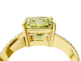 Yellow gold Fancy Yellow Princess  Cut Diamond Twisted Band Engagement Ring with Prong Setting_7