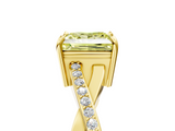 Yellow gold Fancy Yellow Princess  Cut Diamond Twisted Band Engagement Ring with Prong Setting_8