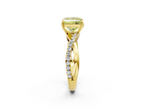 Yellow gold Fancy Yellow Princess  Cut Diamond Twisted Band with Pavé Setting and Four-Prong Setting_2
