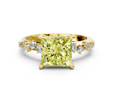 Yellow gold Fancy Yellow Princess  Cut Diamond Vine Band with Four-Prong Setting