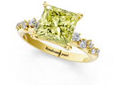 Yellow gold Fancy Yellow Princess  Cut Diamond Vine Band with Four-Prong Setting_1